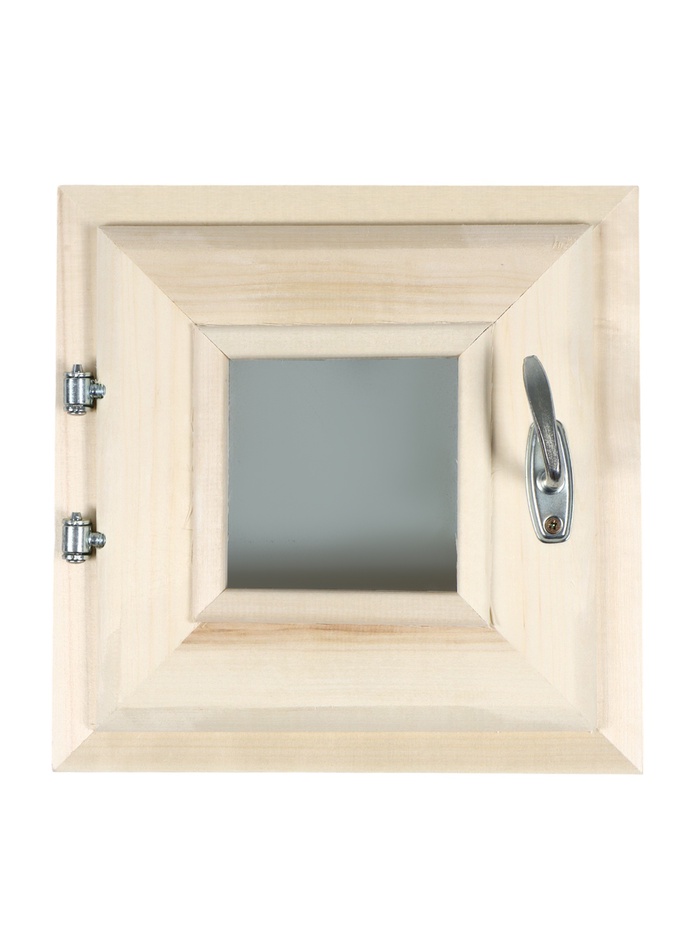 Деревянное окно для бани, 30×30 см, стеклопакет